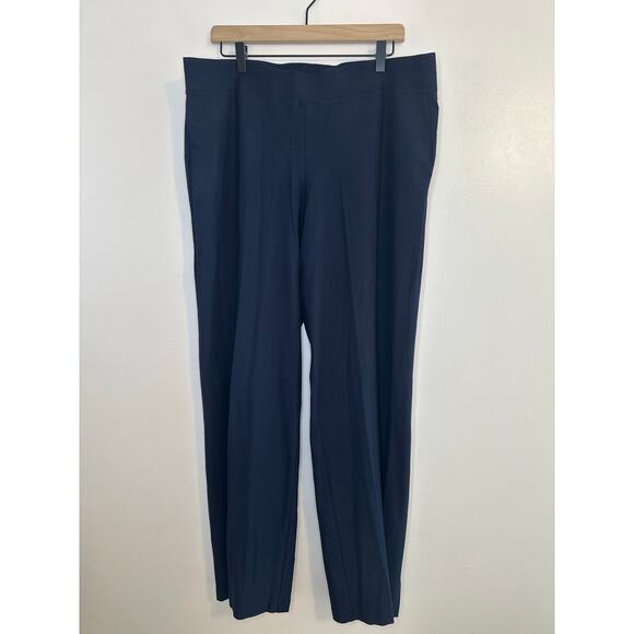 NWT Eileen Fisher Washable Stretch Crepe Wide Leg Pant Navy USA Made Size XL - Picture 1 of 7